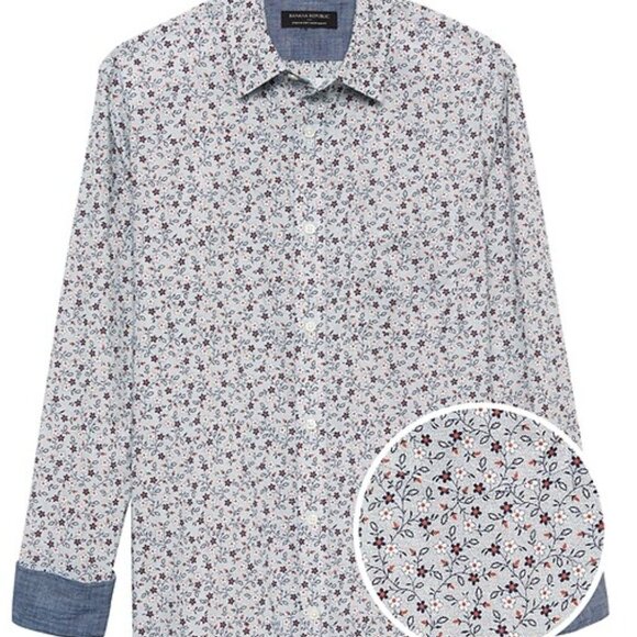 Banana Republic Blue Floral Casual Button Down Shirt - Picture 10 of 11